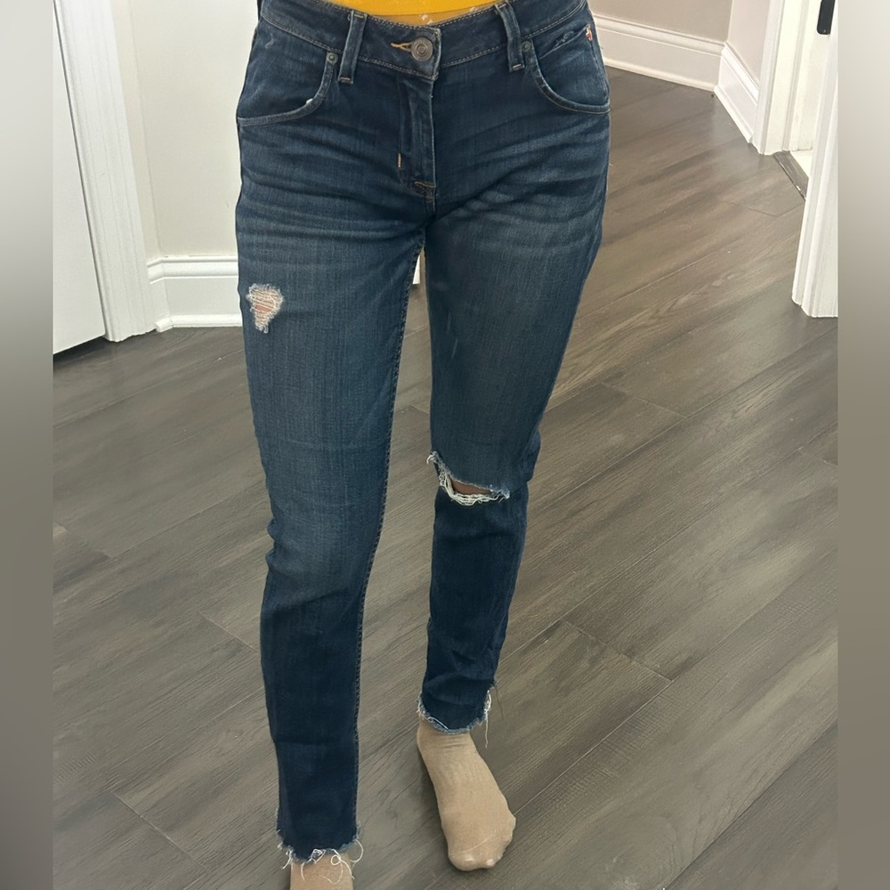 Hudson Jeans Dark Blue Distressed Skinny Jeans - Picture 5 of 6